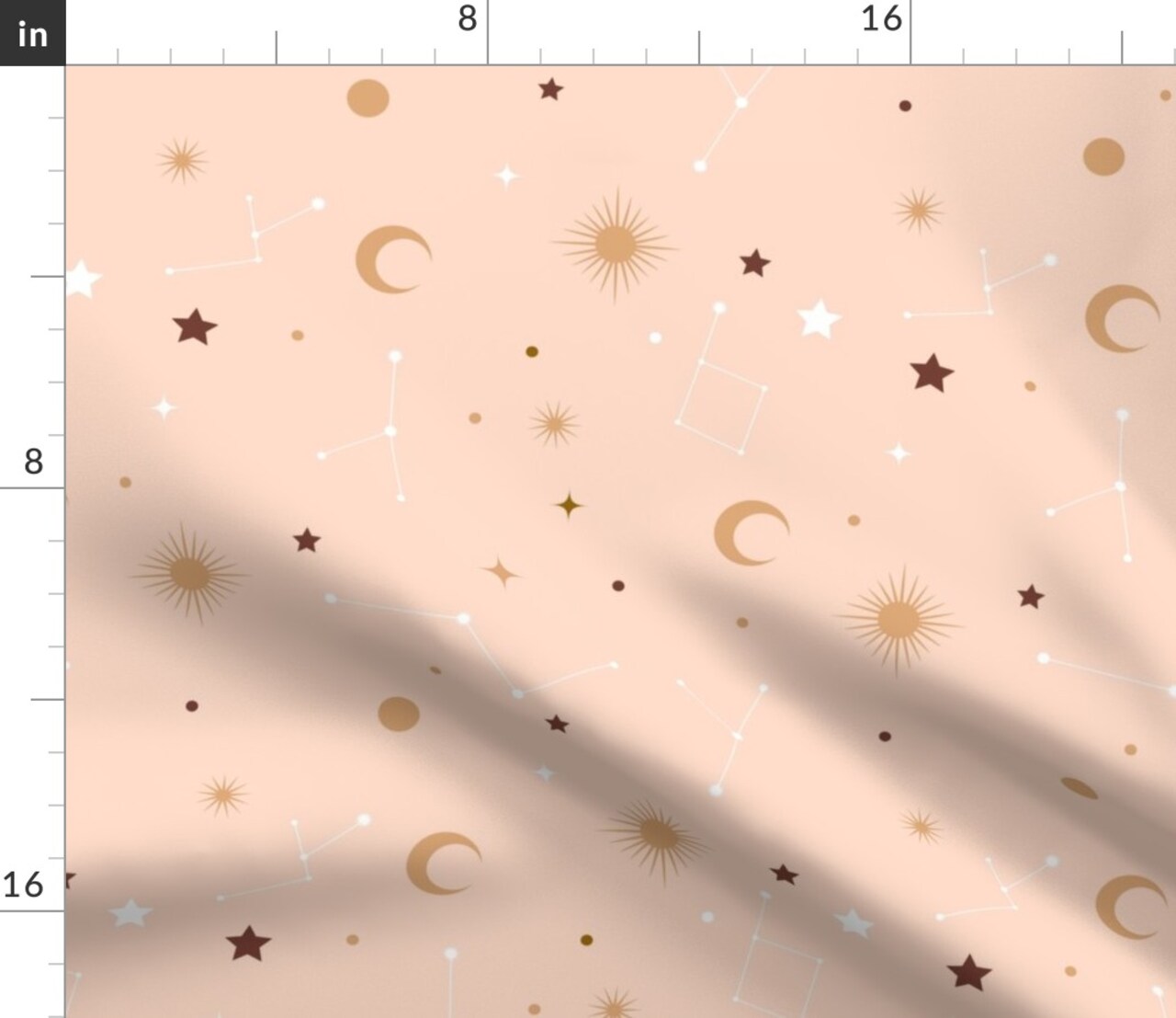 Pink Stars Sky Constellations Space Moon Boho Astronomy Whimsical Medium Scale Custom Printed Fabric by Spoonflower Various Fabrics by the Yard or Fat Quarter